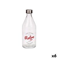 Glazen fles Vivalto Retro Transparant Zilverkleurig Glas Staal 1 L (6 Stuks) - thumbnail