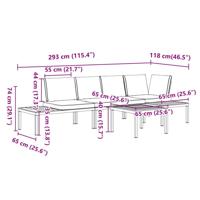 4-delige Loungeset met kussens aluminium zwart - thumbnail