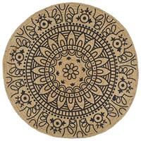 VidaXL Vloerkleed handgemaakt met donkerblauwe print 150 cm jute - thumbnail