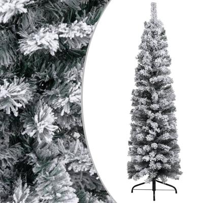 VidaXL Kunstkerstboom met sneeuw smal 120 cm pvc groen