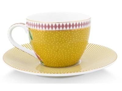 Pip Studio La Majorelle Espresso Kop & Schotel Geel - thumbnail