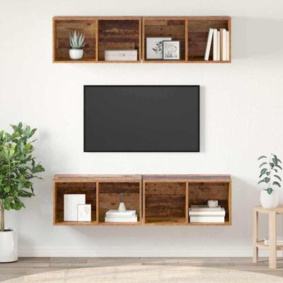 Tv-meubelset 4 pcs Oud Hout 37 x 37 x 72 cm Bewerkt hout