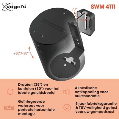 Vogel&apos;S SWM 4111 VOOR SONOS ERA 100 Audio muurbeugel Zwart