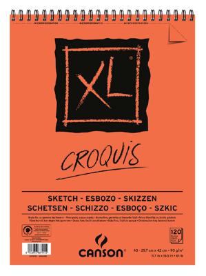 Schetspapier Canson XL Sketch 120vel 90gr A3 ivoorwit