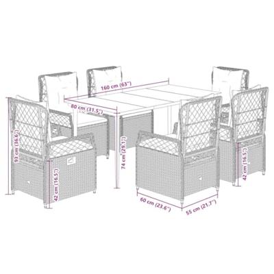 7-delige Tuinset met kussens poly rattan zwart 7-delige Tuinset met kussens poly rattan zwart