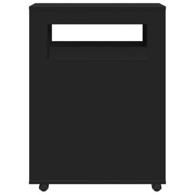 Badkamerkast smal met wielen bewerkt hout zwart