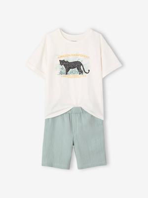 Jongensset short + T-shirt saliegroen