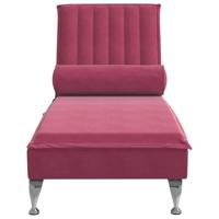 Massage chaise longue met bolster fluweel wijnrood - thumbnail