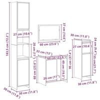 4-delige Badkamermeubelset bewerkt hout oud houtkleurig - thumbnail