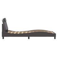 Bedframe met hoofdbord kunstleer grijs 90x190 cm - thumbnail