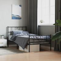 Bedframe met hoofd- en voeteneinde metaal zwart 90x200 cm - thumbnail