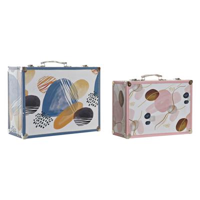 Set decoratieve dozen DKD Home Decor Abstract Hout Polyester (43 x 19 x 34 cm) (2 pcs)