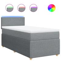 Boxspring met matras stof lichtgrijs 160x200 cm - thumbnail