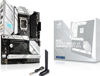 Asus ROG STRIX B660-A GAMING WIFI D4 Moederbord Socket Intel 1700 Vormfactor ATX Moederbord chipset Intel® B660 Asus ROG STRIX B660-A GAMING WIFI D4 Moederbord Socket Intel 1700 Vormfactor ATX Moederbord chipset Intel® B660