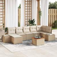 Tuinbankenset met kussen 8 pcs Beige poly rattan - thumbnail