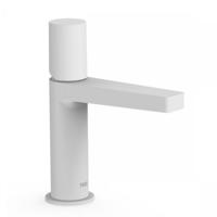 Wastafelmengkraan Tres Project 1-Knop Uitloop Recht 10.6 cm Rond Mat Wit - thumbnail
