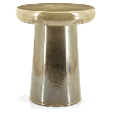 By-Boo Bijzettafel Glaze 34cm - Taupe - Rond