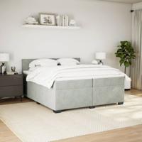 Boxspring met matras fluweel lichtgrijs 200x200 cm - thumbnail