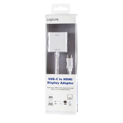 LogiLink UA0236A HDMI Adapter [1x USB 3.2 Gen 2 stekker C (USB 3.1) - 1x HDMI-bus] Wit 14.00 cm