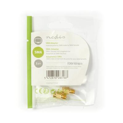 Nedis CSGP02111GD SMA-adapter | SMA-stekker (omgekeerde poling) - SMA-aansluiting | 2 stuks | goud
