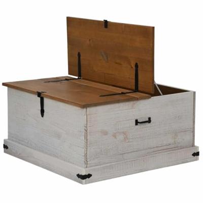 Opbergkist HALDEN wit 91x91x47 cm massief grenenhout