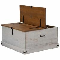 Opbergkist HALDEN wit 91x91x47 cm massief grenenhout - thumbnail