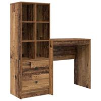 Bureau met lade 2 pcs Oudhout - thumbnail