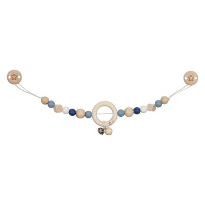 Goki houten wandelwagenketting ster blauw met clips