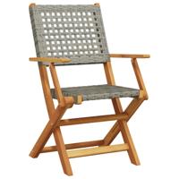 Tuinstoelen 8 st inklapbaar poly rattan en massief hout grijs - thumbnail