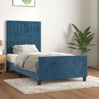Bedframe zonder matras 90x190 cm fluweel donkerblauw - thumbnail