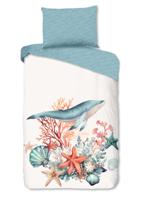 Good Morning Dekbedovertrek "maritiem/ zee thema" - Wit - (140x200 cm) - Katoen - thumbnail