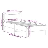 Bedframe massief grenenhout wasbruin 90x200 cm - thumbnail