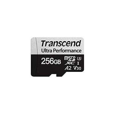 Transcend ts256gusd340s microsdxc w/ adapter, 256gb, uhs-i u3, v30, a2, 3d nand, 160/ 125 mb/s