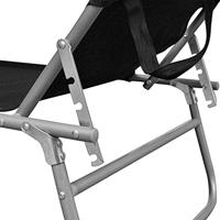 Ligbed inklapbaar met luifel aluminium zwart - thumbnail