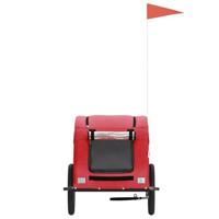 Hondenfietstrailer oxford stof en ijzer rood - thumbnail