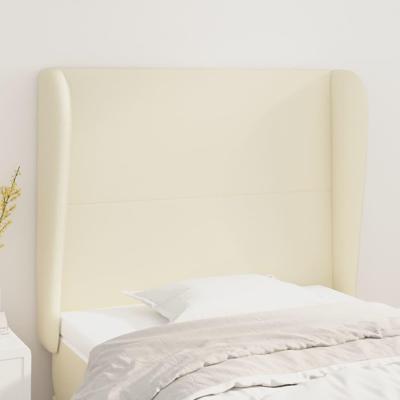 Hoofdbord met randen 83x23x118/128 cm kunstleer crèmekleurig