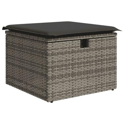 6-delige Loungeset met kussens poly rattan grijs - thumbnail