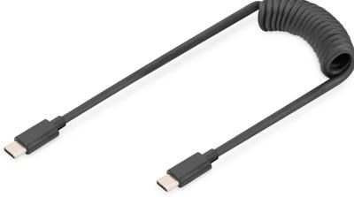 Digitus AK-300431-006-S USB-C Adapter [1x USB-C - 1x USB-C] Zwart Spiraalkabel 1 m