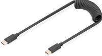 Digitus AK-300431-006-S USB-C Adapter [1x USB-C - 1x USB-C] Zwart Spiraalkabel 1 m - thumbnail