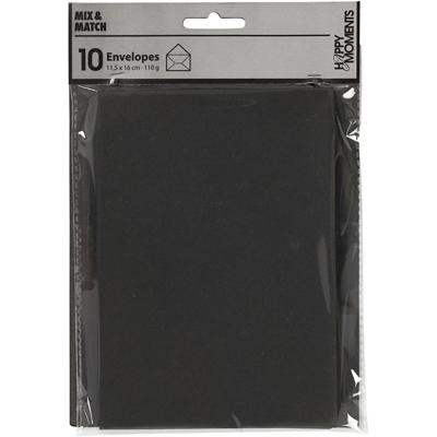 Creativ Company Enveloppen, afmeting envelop 11,5x16 cm, 110 gr, zwart, 10 stuk/ 1 doos