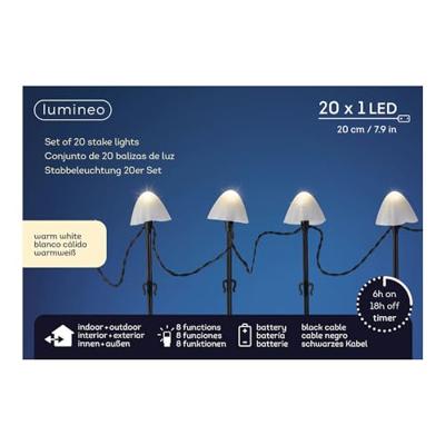 Decoratieve verlichting voor planten Lumineo 491762 Wit Mini Paddestoel (20 Stuks)