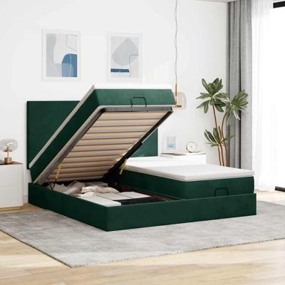 Ottoman bed met matrassen en LED's 160x200cm fluweel