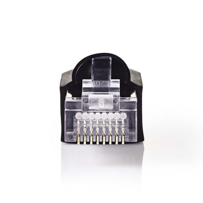 Netwerkconnector-Set | RJ45 Male + Trekontlasting - Voor Solid Cat5 UTP-Kabels | 10 Stuks | Zwart