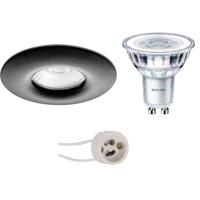 LED Spot Set - Pragmi Luno Pro - Waterdicht IP65 - GU10 Fitting - Inbouw Rond - Mat Zwart - Ø82mm - Philips - CorePro 827 36D - 4W - Zeer Warm Wit 2700K - Dimbaar - thumbnail