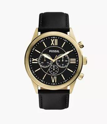 Horlogeband Fossil BQ2823 Leder Zwart 26mm Horlogeband Fossil BQ2823 Leder Zwart 26mm
