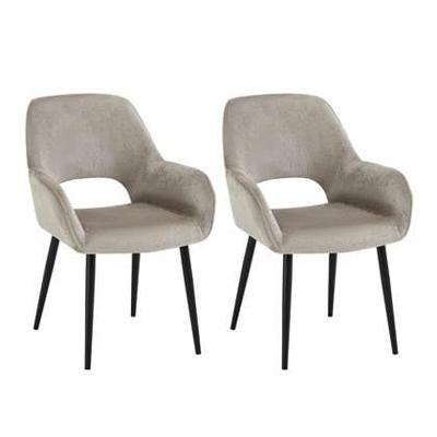 Furnihaus Eetkamerstoelen met armleuning Levi Taupe Stof - Set van 2 Furnihaus Eetkamerstoelen met armleuning Levi Taupe Stof - Set van 2