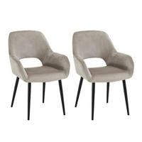 Furnihaus Eetkamerstoelen met armleuning Levi Taupe Stof - Set van 2 - thumbnail