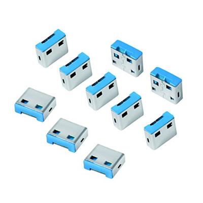 LogiLink USB PORT LOCK USB-A-poortslot Set van 10 stuks Zilver, Blauw Zonder sleutel