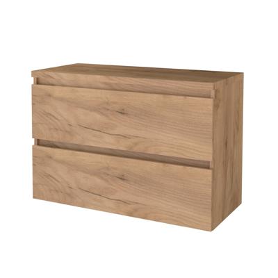 Badmeubelset BWS Salt 100x46cm Greeploos 2 Lades Met Afdekplaat Whisky Oak