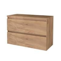 Badmeubelset BWS Salt 100x46cm Greeploos 2 Lades Met Afdekplaat Whisky Oak - thumbnail